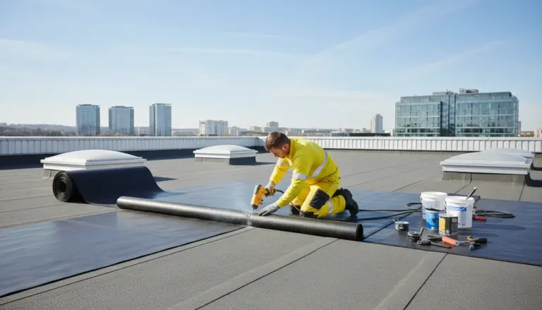 EPDM rubber roof installation